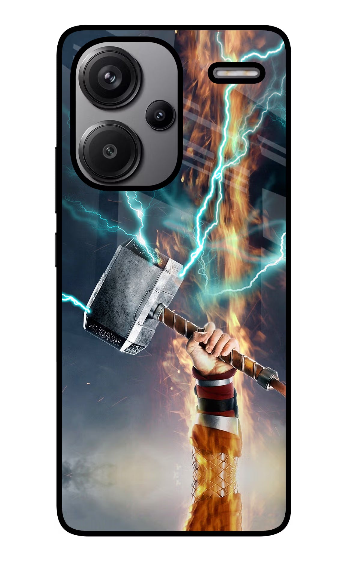 Thor Hammer Mjolnir Redmi Note 13 Pro+ 5G Glass Case Back Cover by Casekaro
