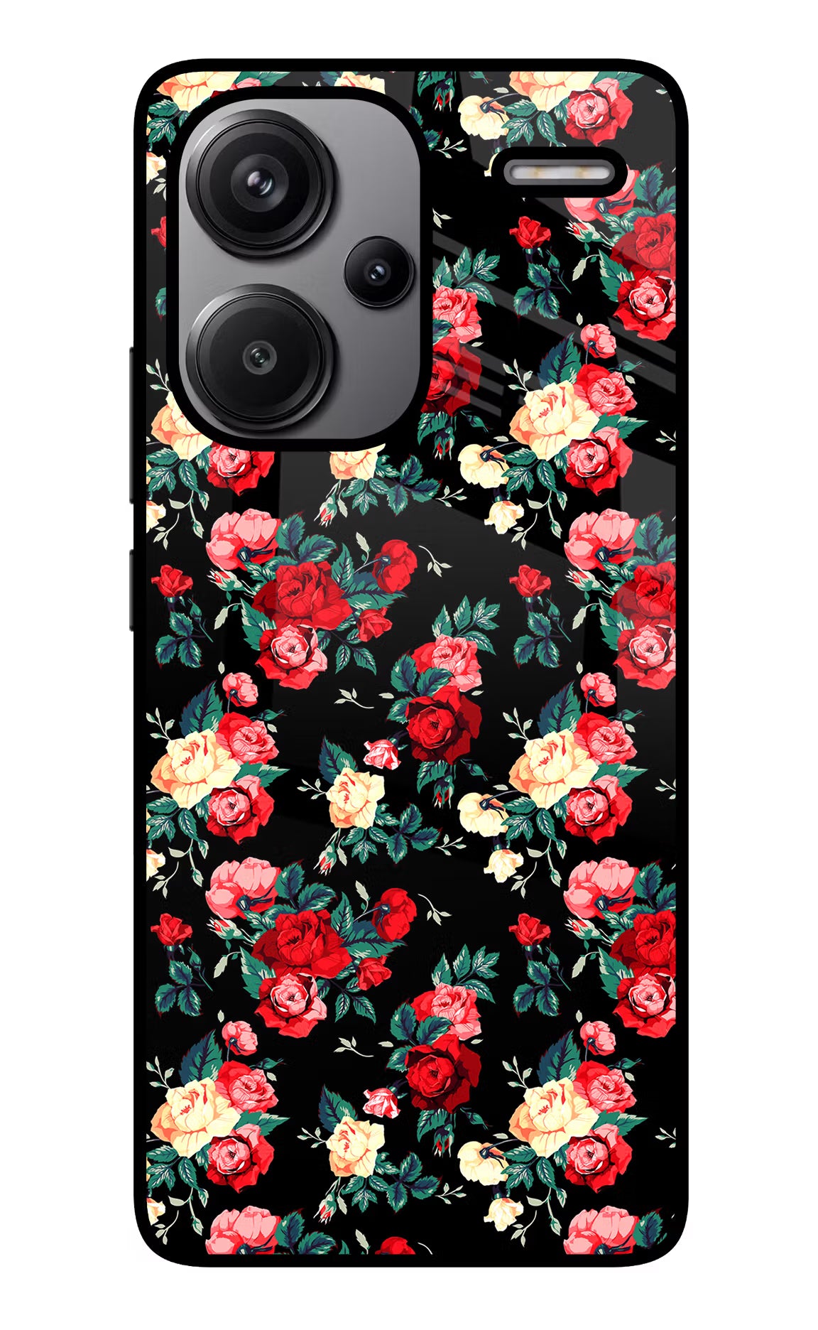 Rose Pattern Redmi Note 13 Pro+ 5G Glass Case Back Cover by Casekaro