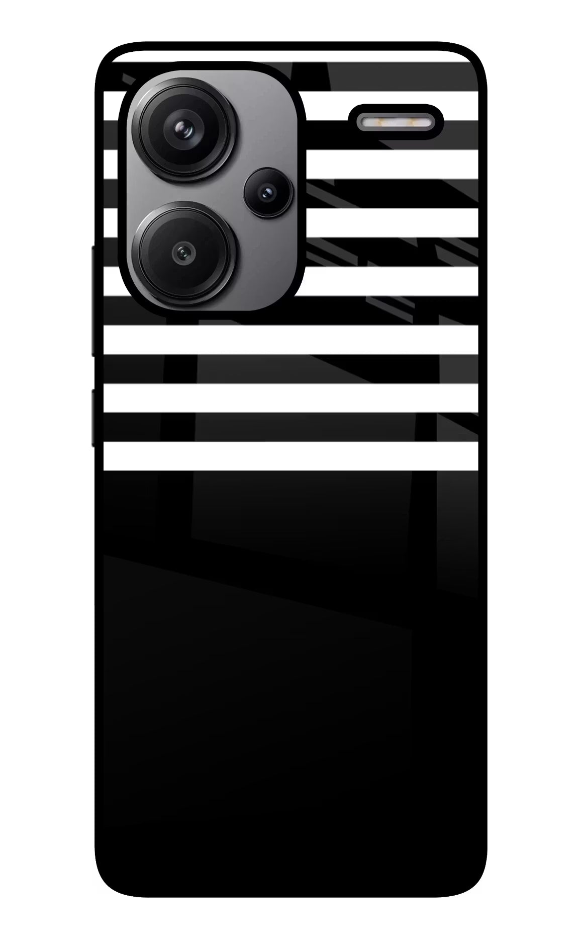 Black and White Print Redmi Note 13 Pro+ 5G Glass Case Back Cover by Casekaro