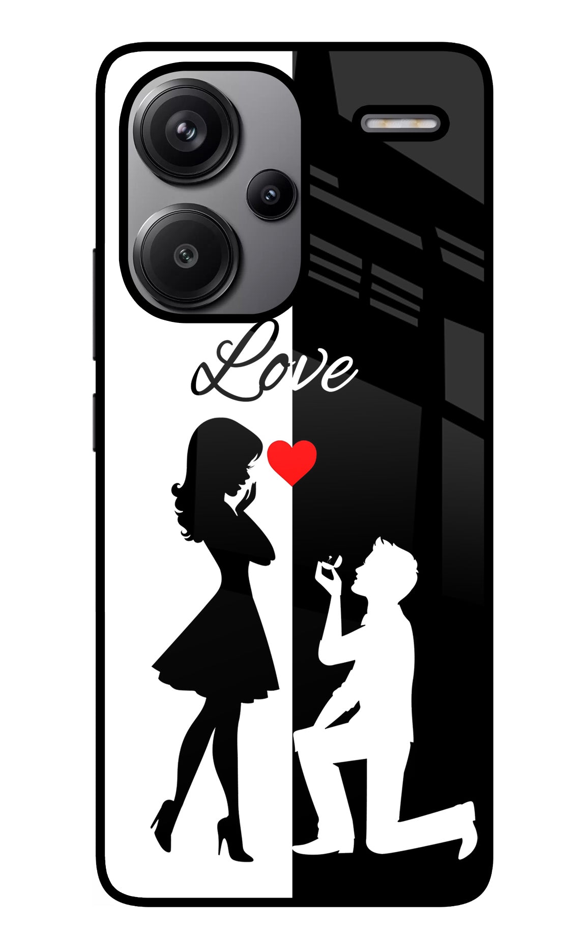 Love Propose Black And White Redmi Note 13 Pro+ 5G Glass Case