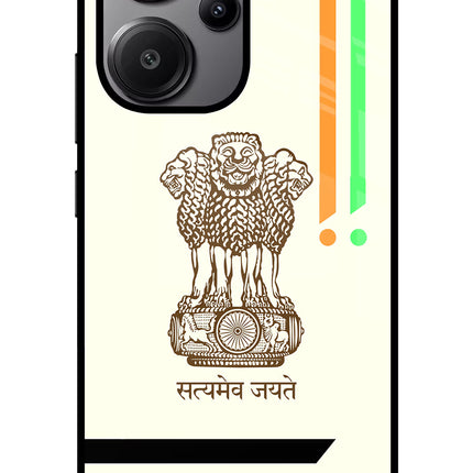 Satyamev Jayate Brown Logo Redmi Note 13 Pro+ 5G Glass Case