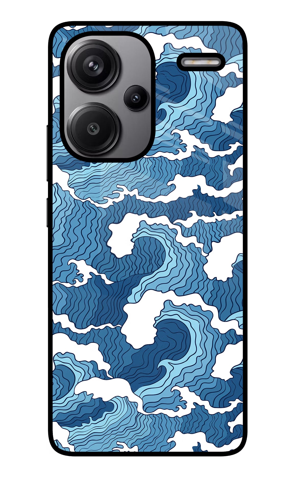 Blue Waves Redmi Note 13 Pro+ 5G Glass Case Back Cover by Casekaro
