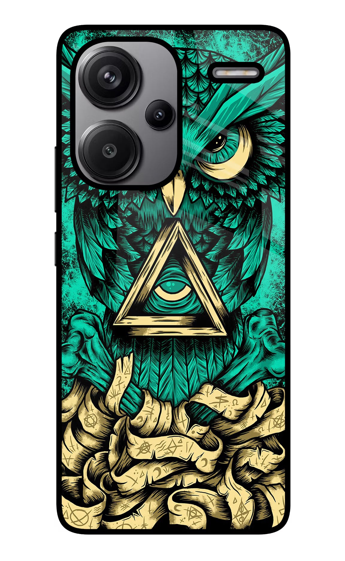 Green Owl Redmi Note 13 Pro+ 5G Glass Case Back Cover by Casekaro