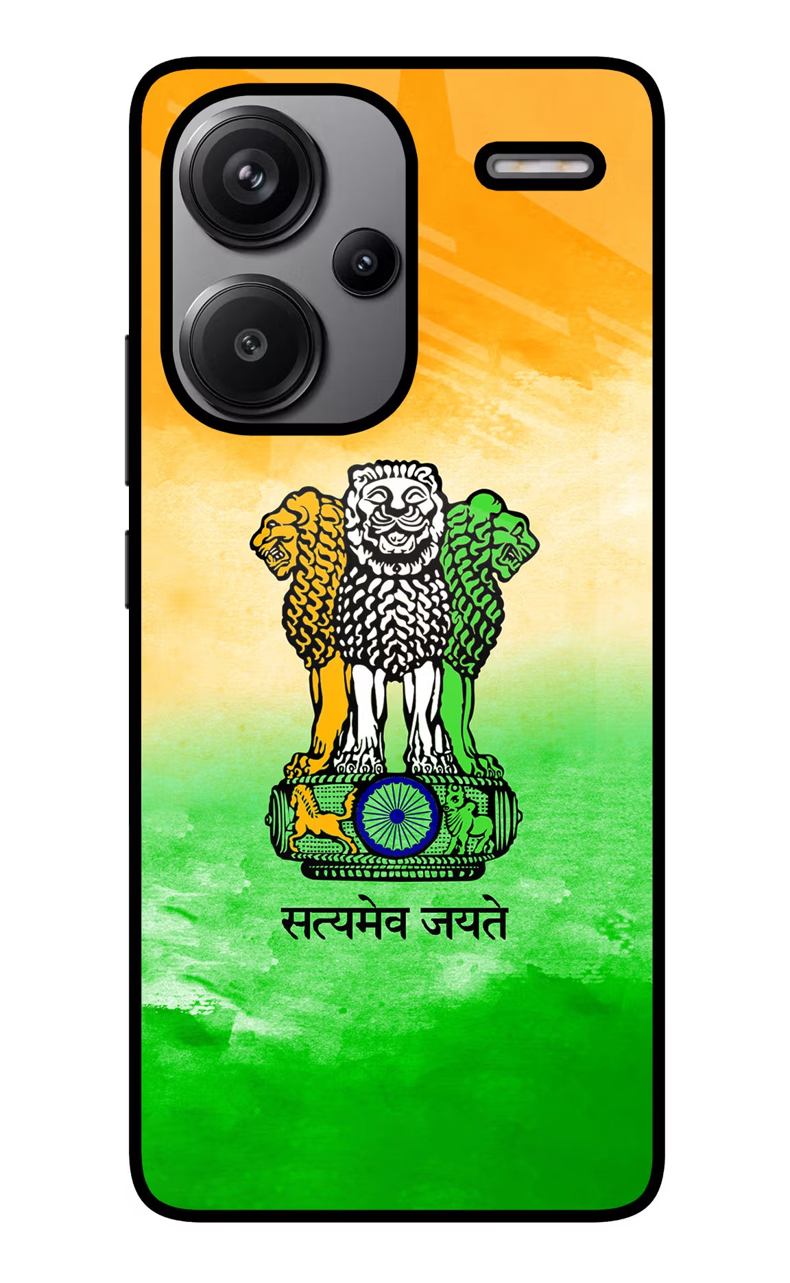 Satyamev Jayate Flag Redmi Note 13 Pro+ 5G Glass Case Back Cover by Casekaro