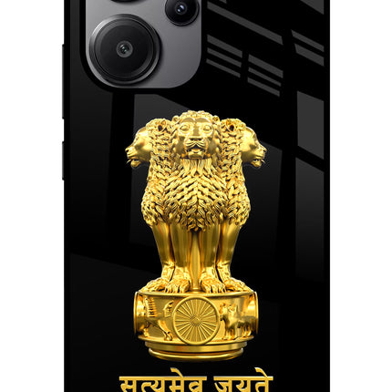 Satyamev Jayate Golden Redmi Note 13 Pro+ 5G Glass Case