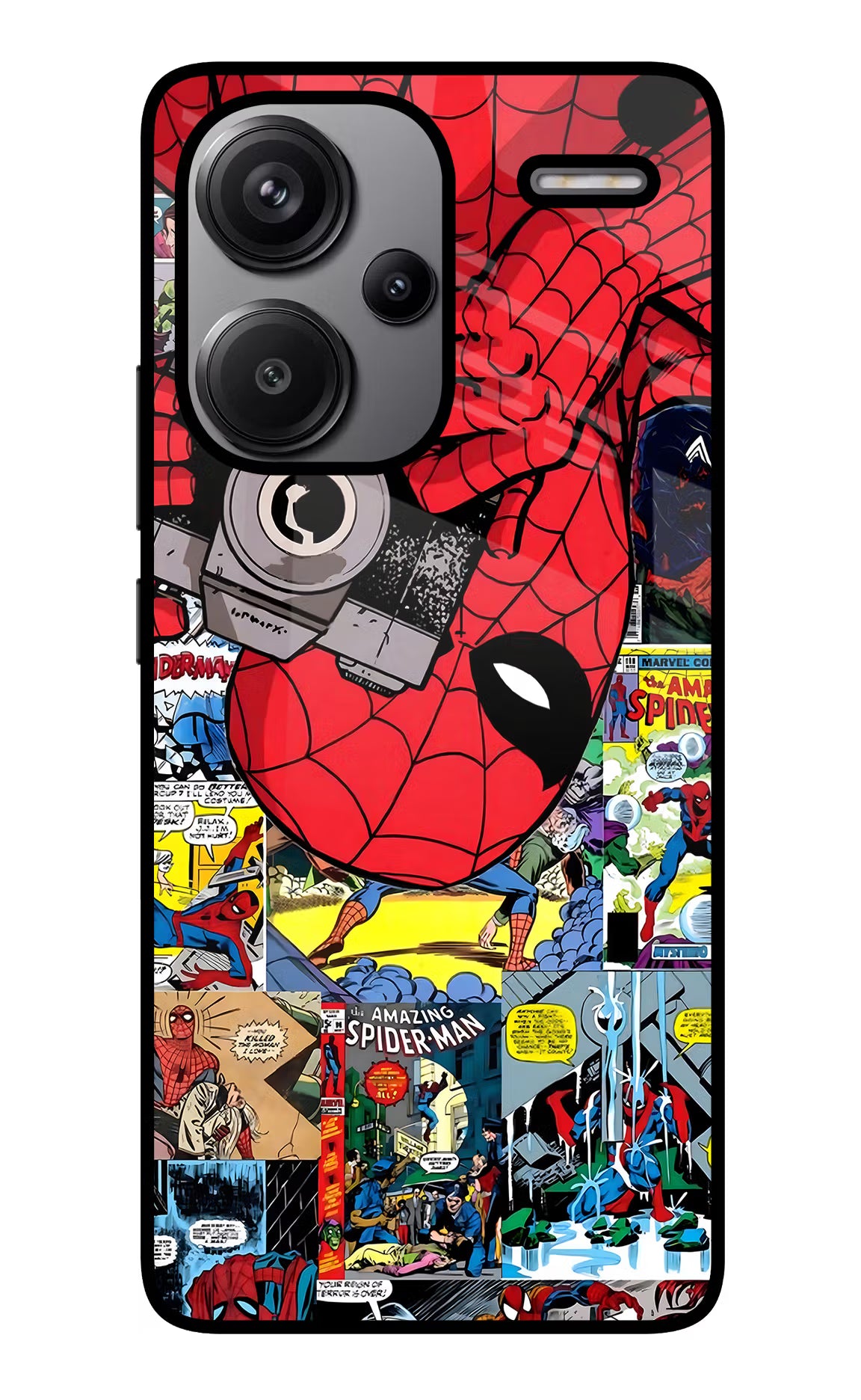 Spider Man Redmi Note 13 Pro+ 5G Glass Case Back Cover by Casekaro