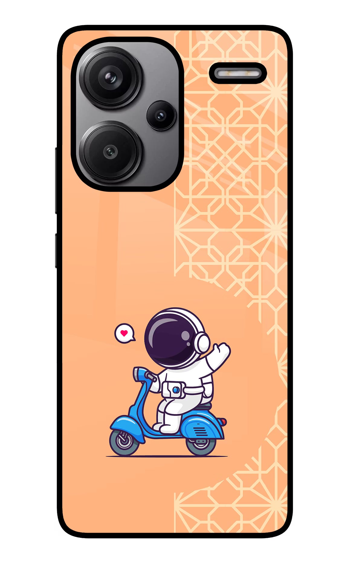 Cute Astronaut Riding Redmi Note 13 Pro+ 5G Glass Case Back Cover by Casekaro