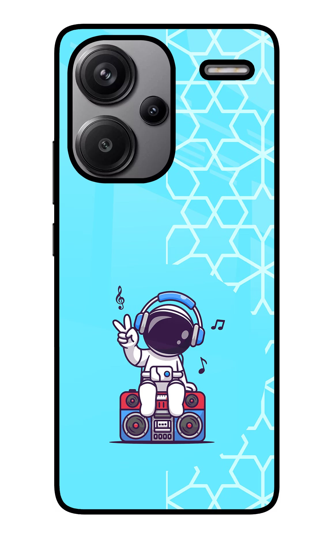 Cute Astronaut Chilling Redmi Note 13 Pro+ 5G Glass Case Back Cover by Casekaro