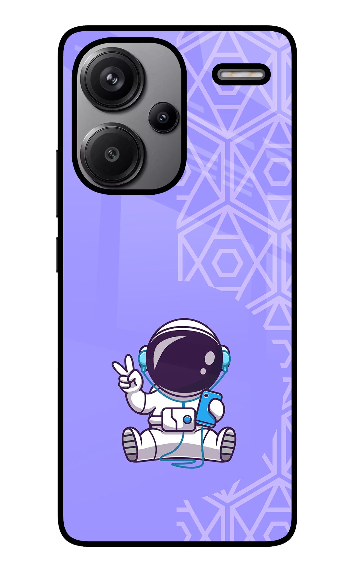 Cute Astronaut Chilling Redmi Note 13 Pro+ 5G Glass Case Back Cover by Casekaro