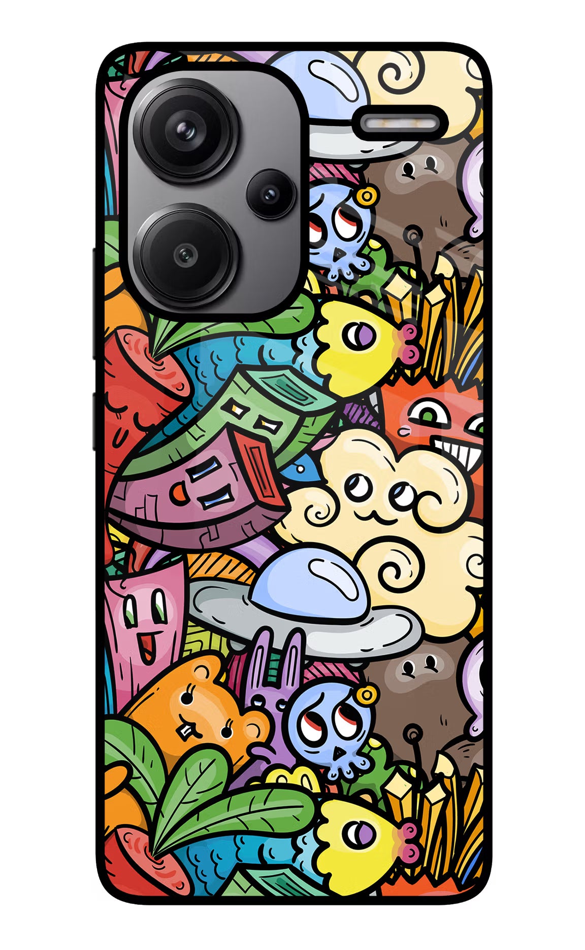 Veggie Doodle Redmi Note 13 Pro+ 5G Glass Case Back Cover by Casekaro
