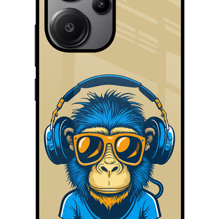 Monkey Headphone Redmi Note 13 Pro+ 5G Glass Case Back Cover by Casekaro
