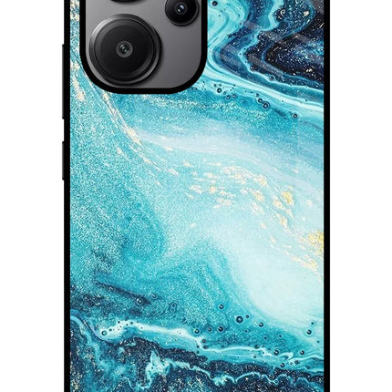 Blue Glitter Marble Redmi Note 13 Pro+ 5G Glass Case
