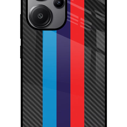 BMW Stripes Pattern Redmi Note 13 Pro+ 5G Glass Case Back Cover by Casekaro