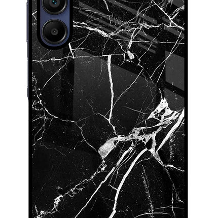 Black Marble Pattern Samsung A15 5G Glass Case Back Cover by Casekaro