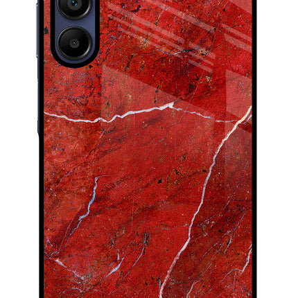 Red Marble Design Samsung A15 5G Glass Case Back Cover by Casekaro