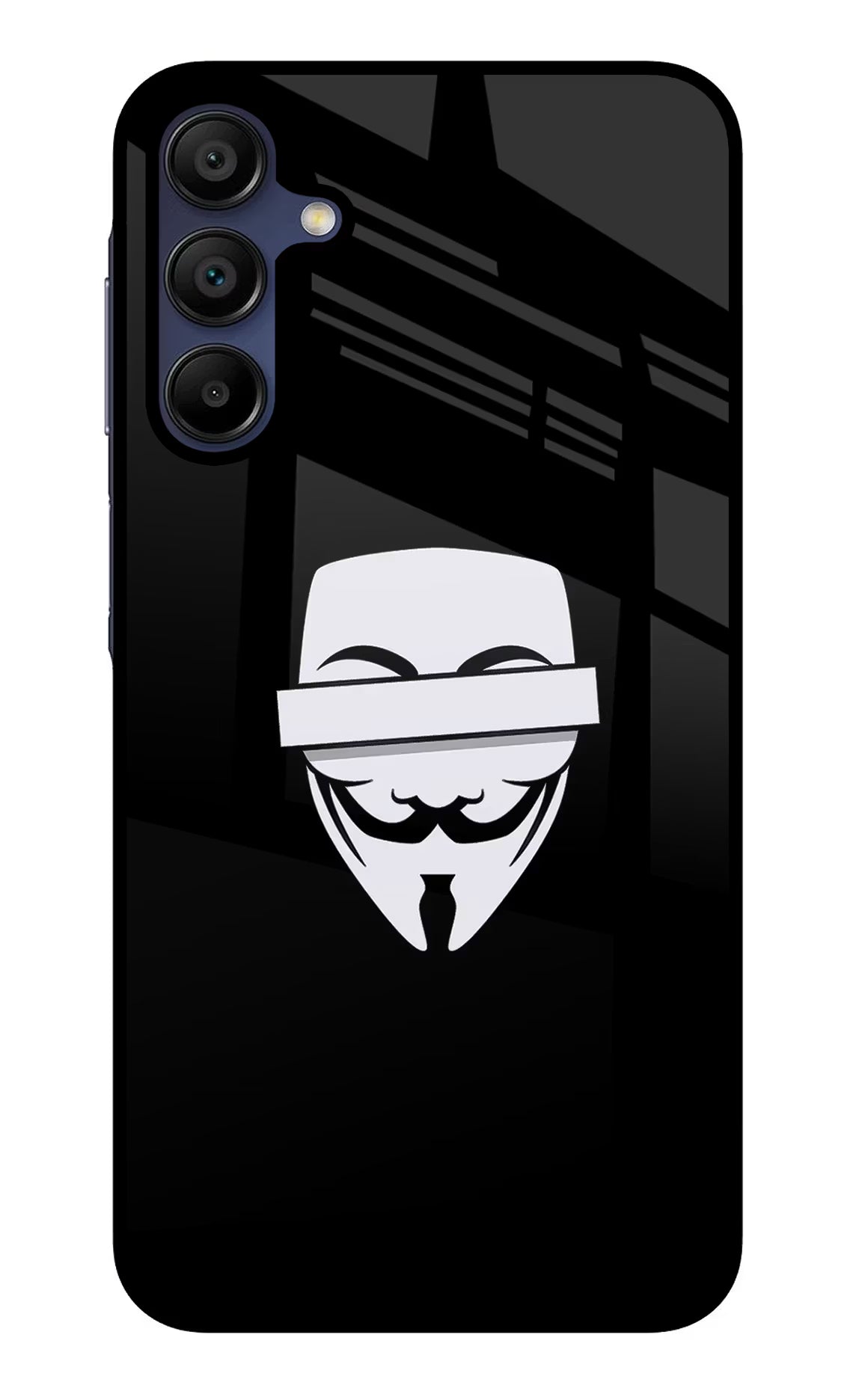 Anonymous Face Samsung A15 5G Glass Case Back Cover by Casekaro