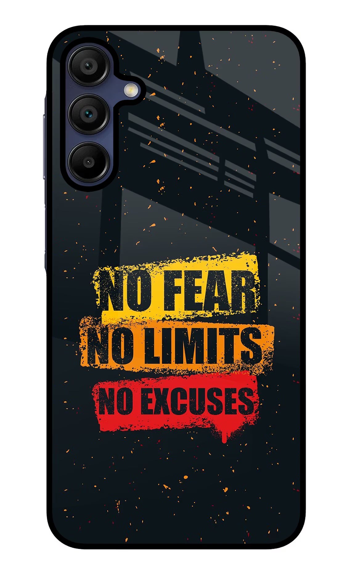 No Fear No Limits No Excuse Samsung A15 5G Glass Case Back Cover by Casekaro