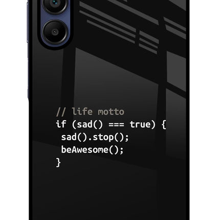 Life Motto Code Samsung A15 5G Glass Case Back Cover by Casekaro