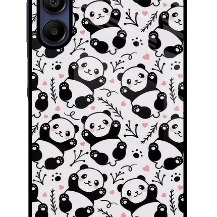Cute Panda Samsung A15 5G Glass Case Back Cover by Casekaro