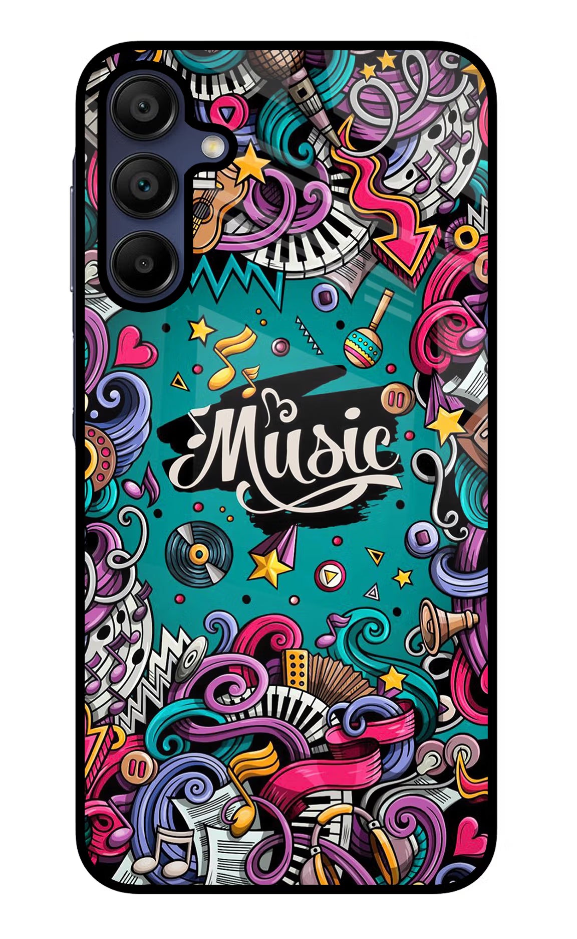 Music Graffiti Samsung A15 5G Glass Case Back Cover by Casekaro