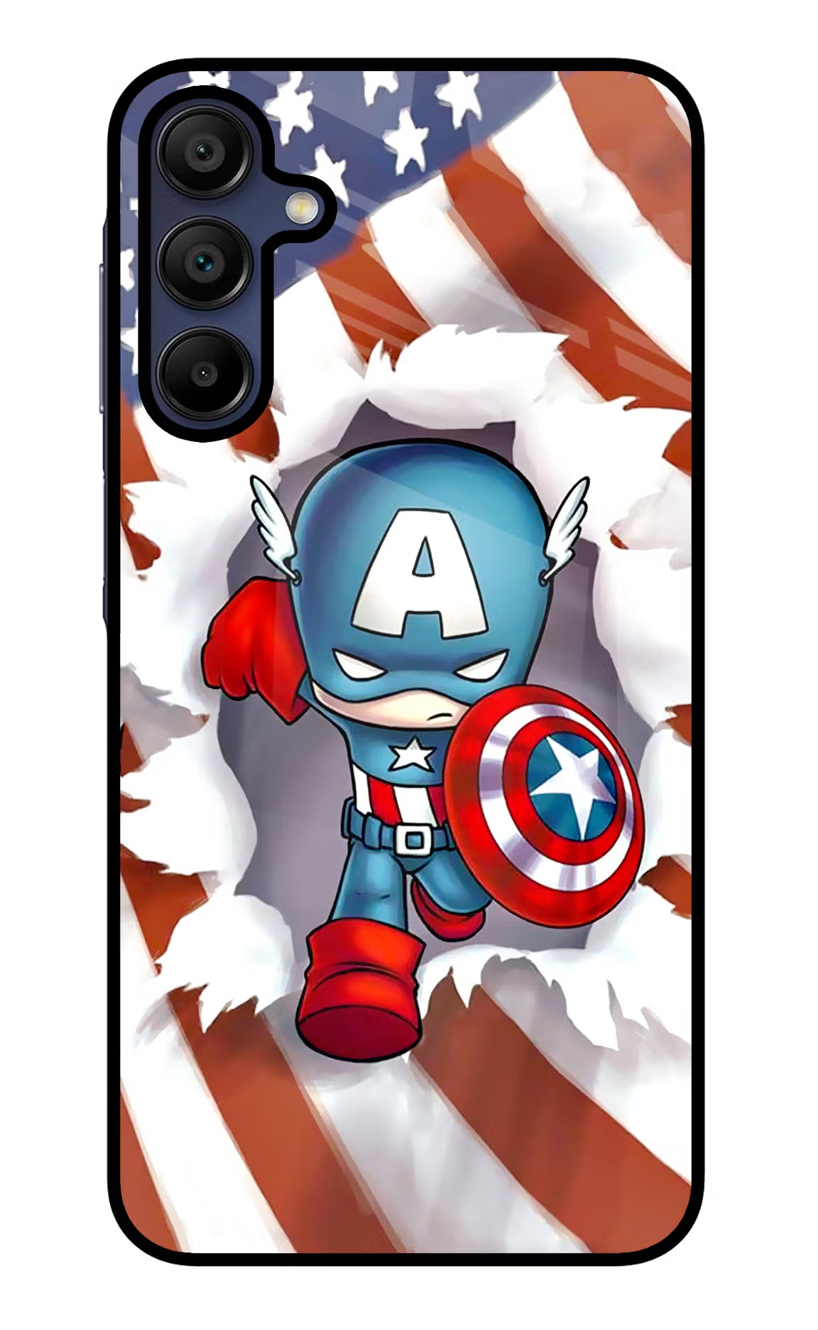 Captain America Samsung A15 5G Glass Case Back Cover by Casekaro