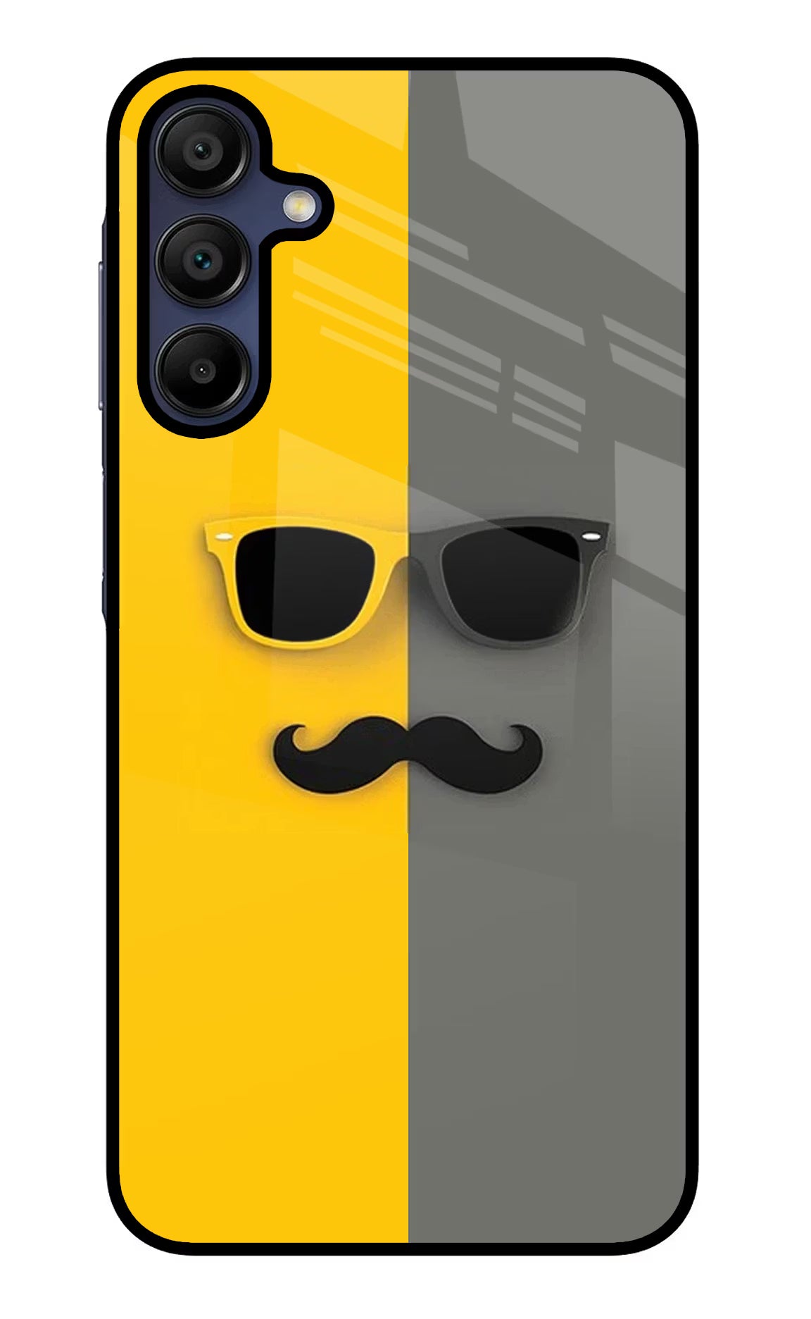 Sunglasses with Mustache Samsung A15 5G Glass Case Back Cover by Casekaro