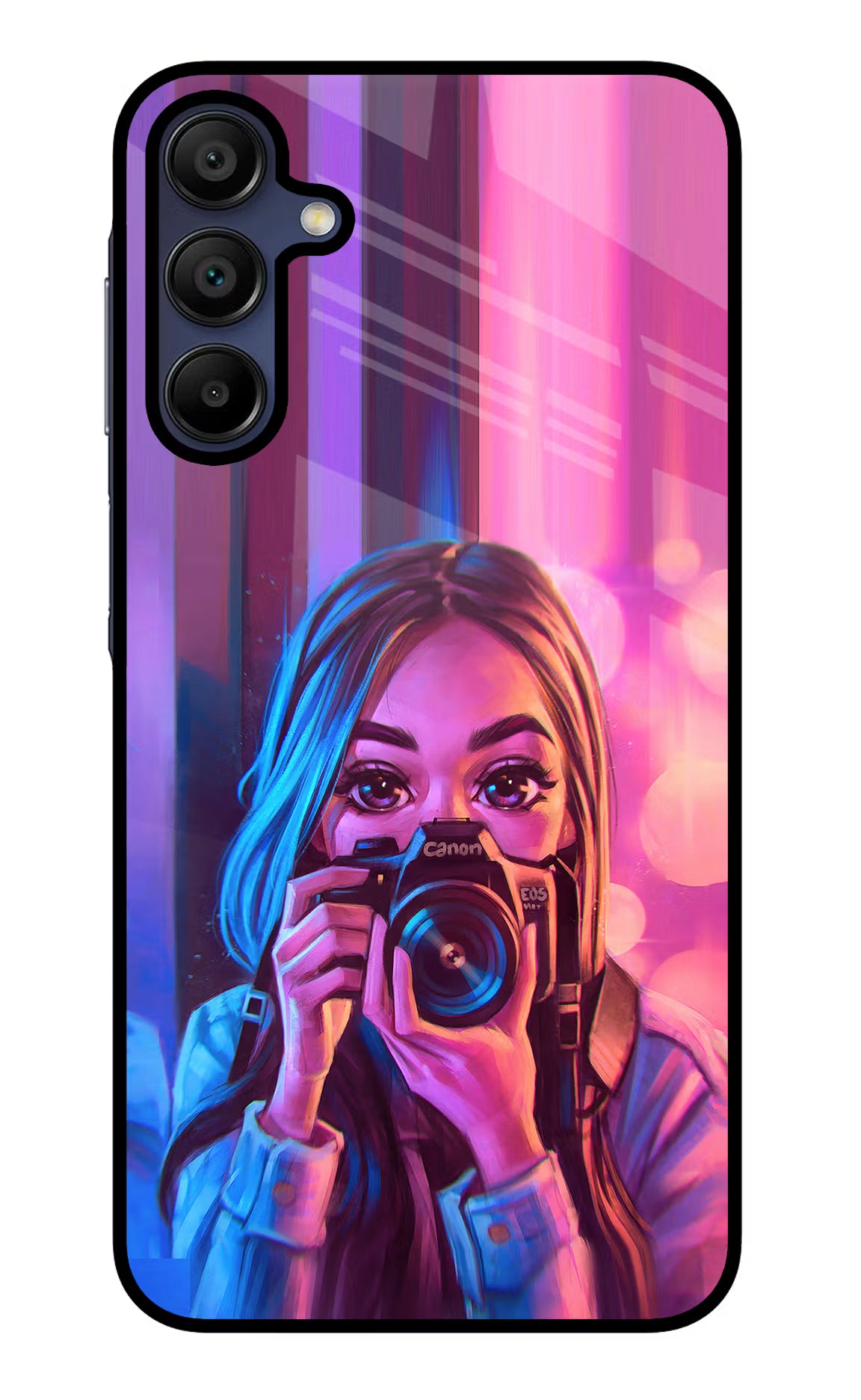 Girl Photographer Samsung A15 5G Glass Case Back Cover by Casekaro