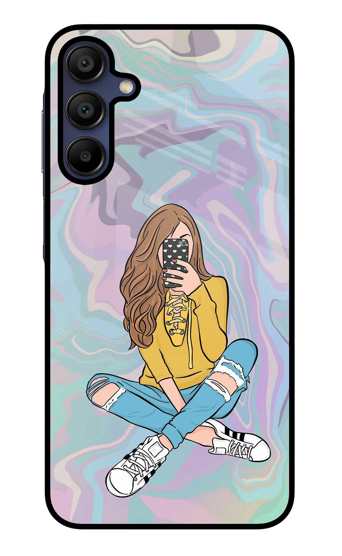 Selfie Girl Samsung A15 5G Glass Case Back Cover by Casekaro