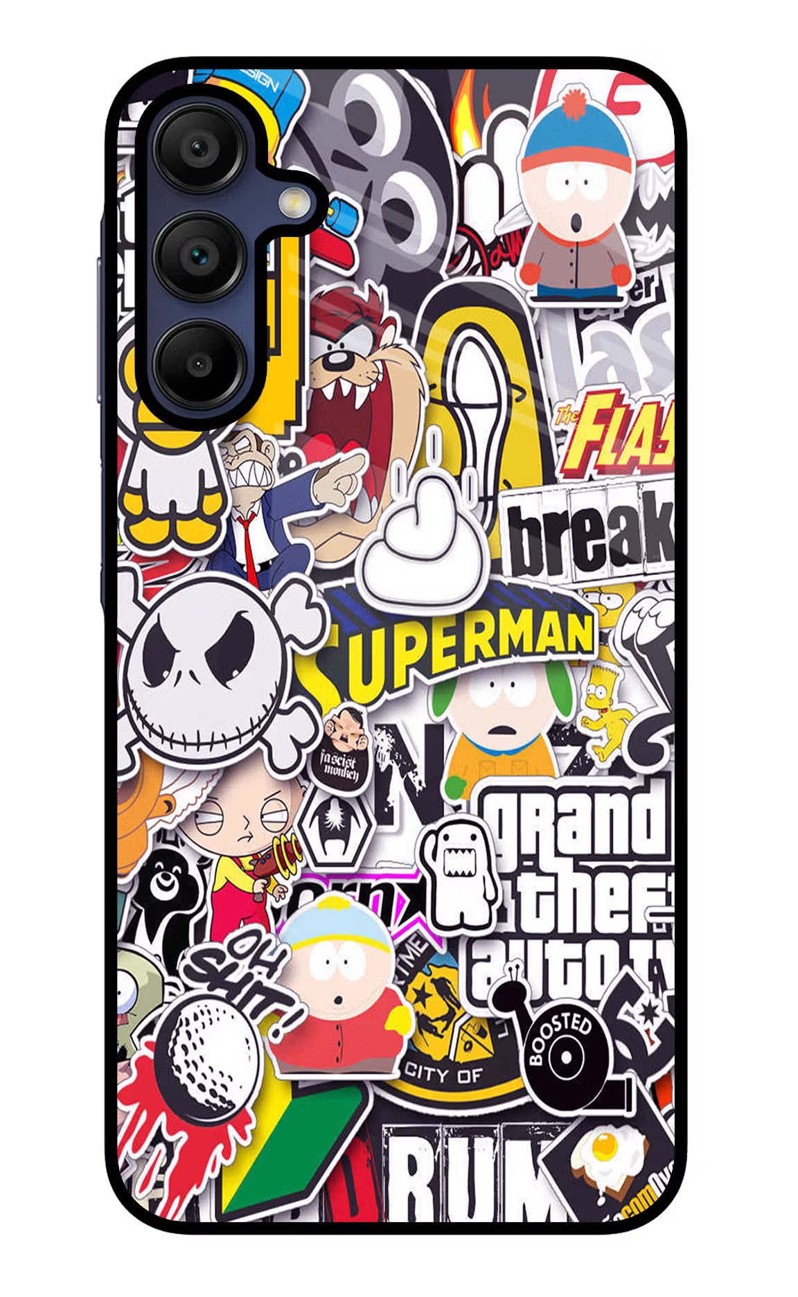 Sticker Bomb Samsung A15 5G Glass Case Back Cover by Casekaro