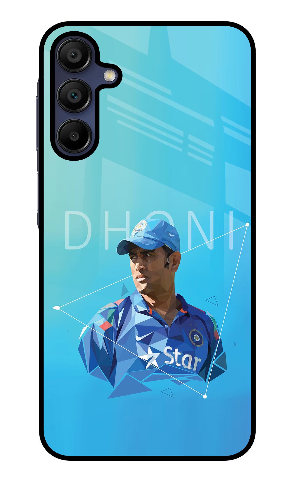Dhoni Artwork Samsung A15 5G Glass Case Back Cover by Casekaro
