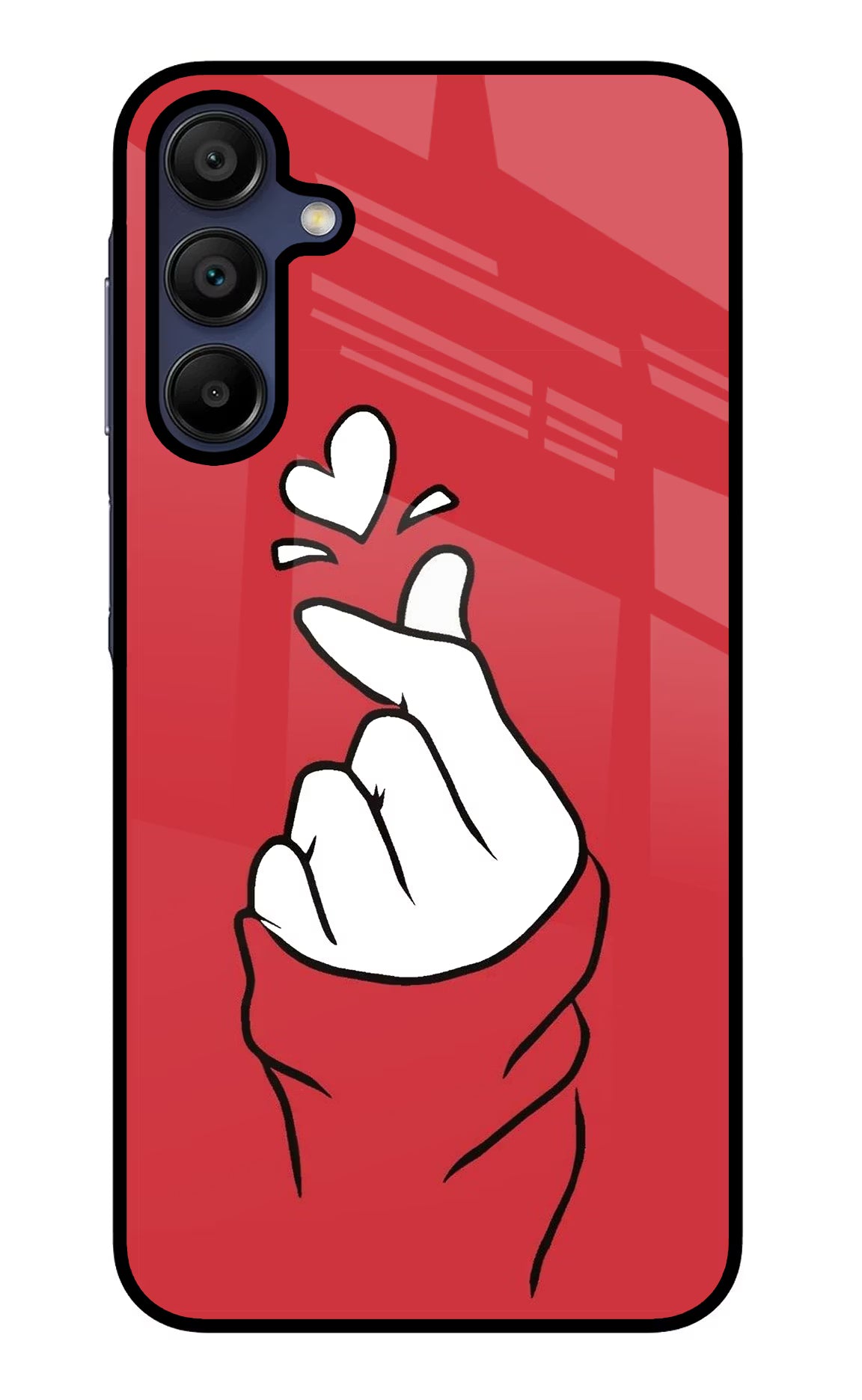Korean Love Sign Samsung A15 5G Glass Case Back Cover by Casekaro