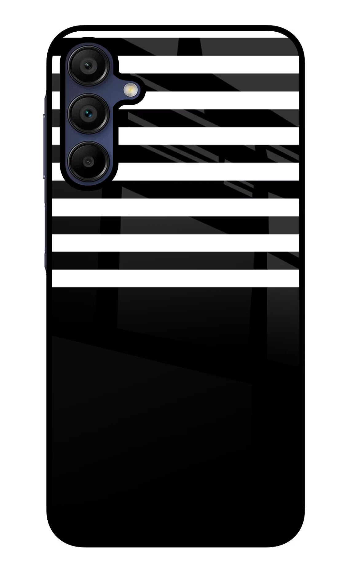 Black and White Print Samsung A15 5G Glass Case Back Cover by Casekaro