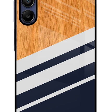 Blue and white wooden Samsung A15 5G Glass Case Back Cover by Casekaro