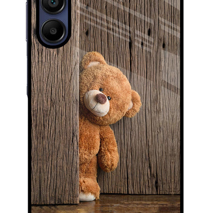 Teddy Wooden Samsung A15 5G Glass Case Back Cover by Casekaro