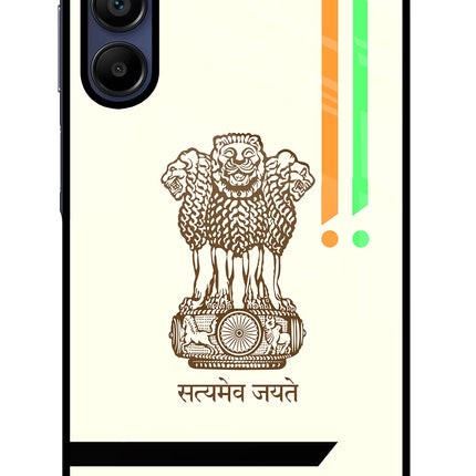 Satyamev Jayate Brown Logo Samsung A15 5G Glass Case Back Cover by Casekaro