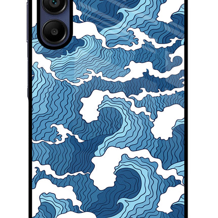 Blue Waves Samsung A15 5G Glass Case Back Cover by Casekaro