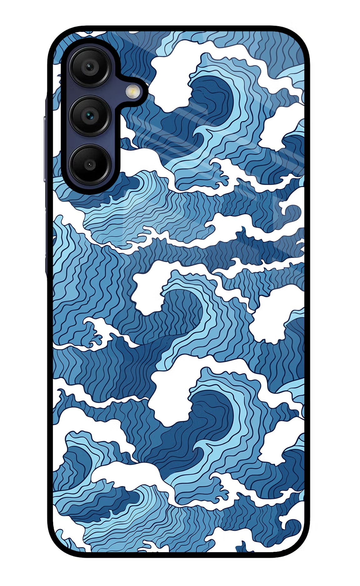 Blue Waves Samsung A15 5G Glass Case Back Cover by Casekaro