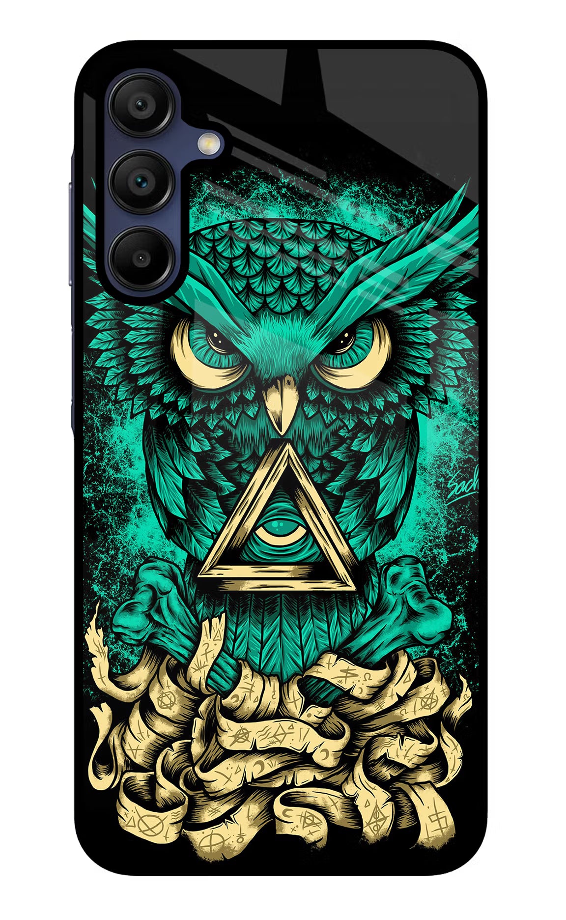 Green Owl Samsung A15 5G Glass Case Back Cover by Casekaro