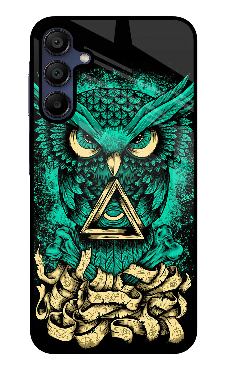 Green Owl Samsung A15 5G Back Cover, Glass case
