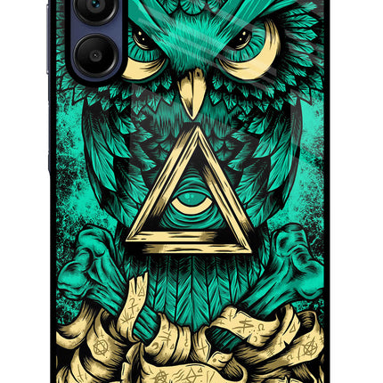 Green Owl Samsung A15 5G Glass Case Back Cover by Casekaro