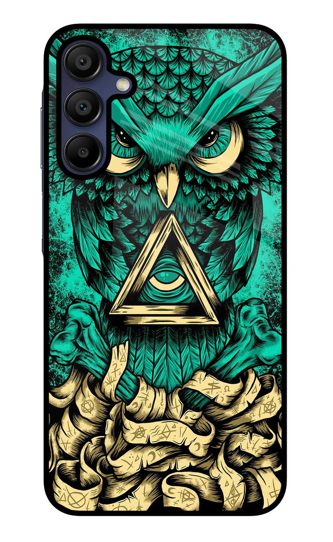 Green Owl Samsung A15 5G Glass Case Back Cover by Casekaro