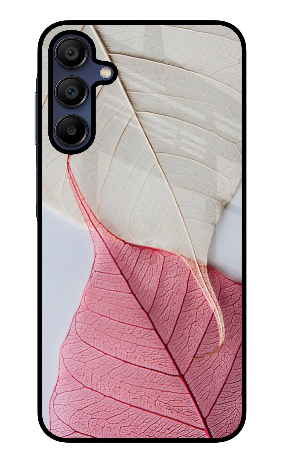 White Pink Leaf Samsung A15 5G Glass Case