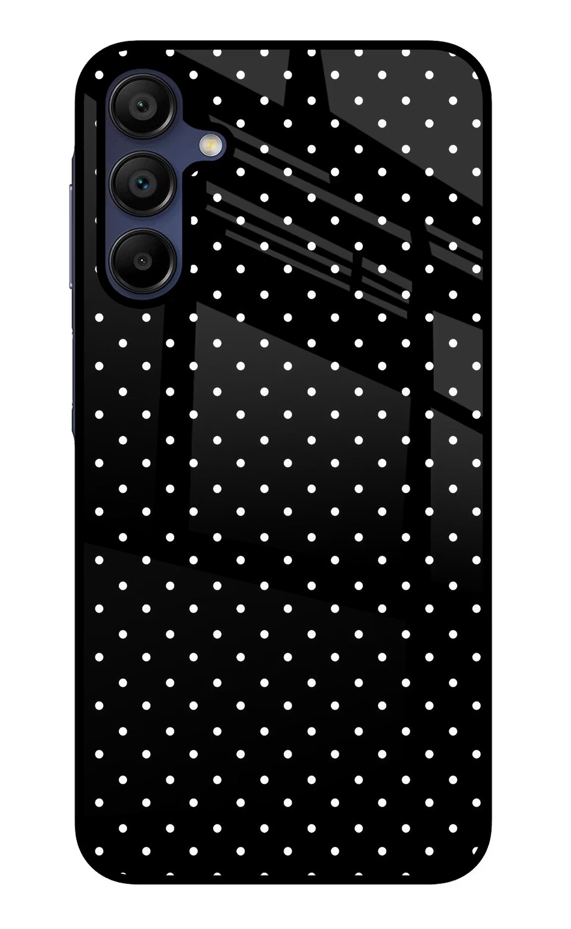 White Dots Samsung A15 5G Glass Case Back Cover by Casekaro