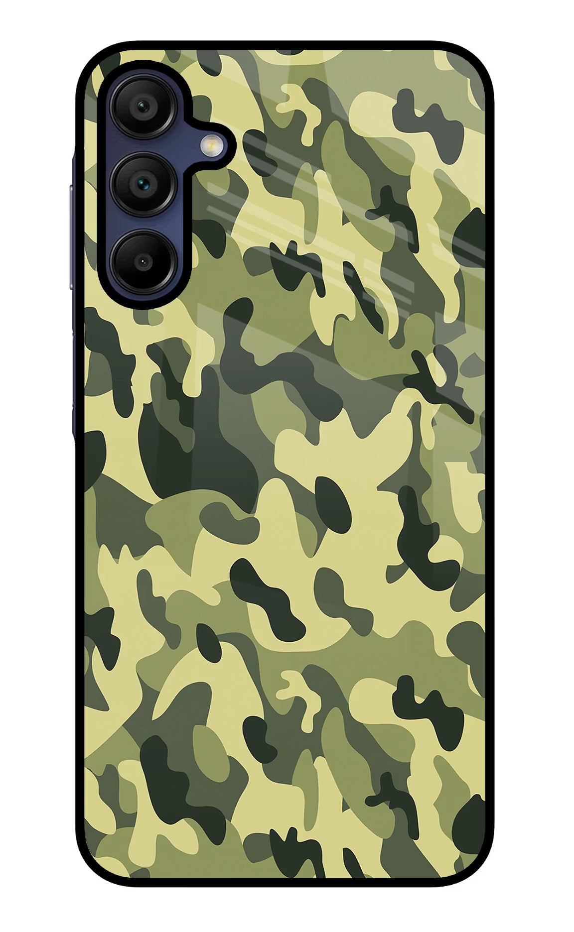 Camouflage Samsung A15 5G Glass Case Back Cover by Casekaro