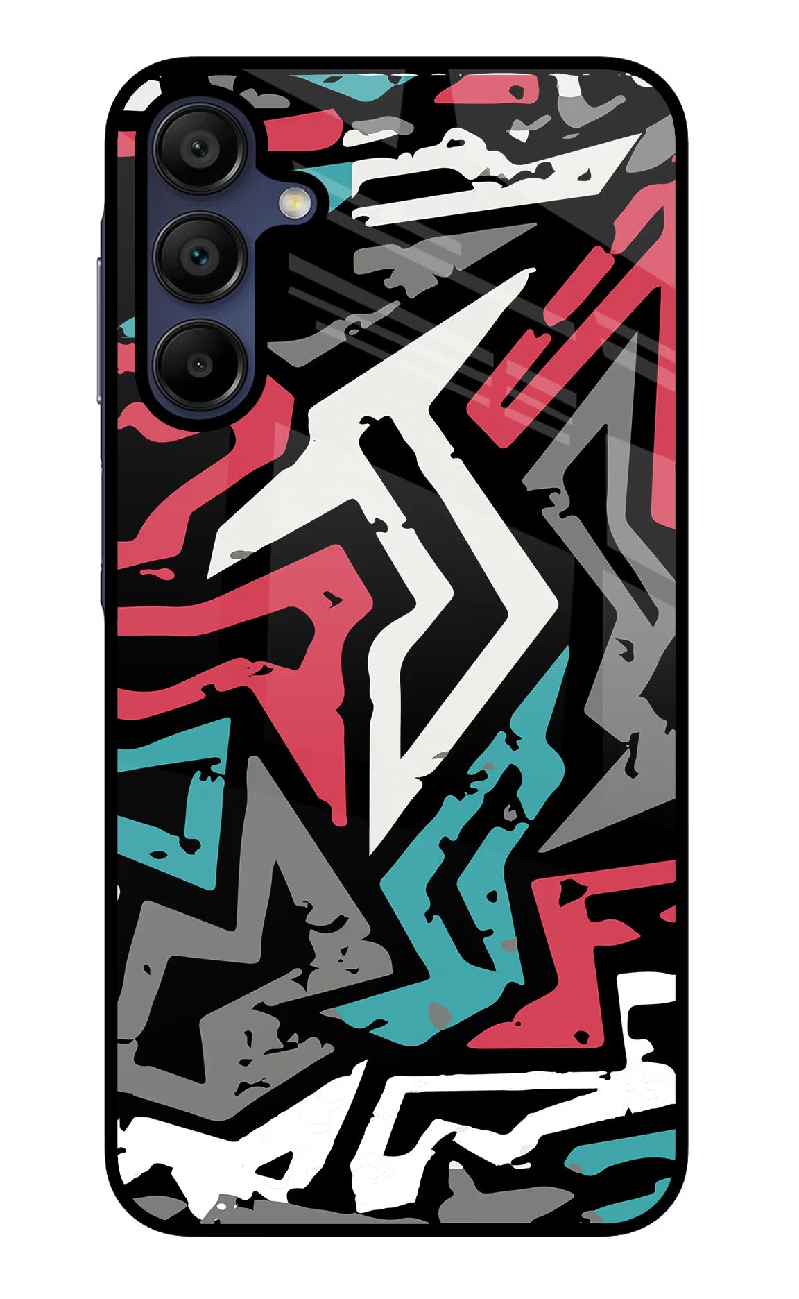 Geometric Graffiti Samsung A15 5G Glass Case Back Cover by Casekaro