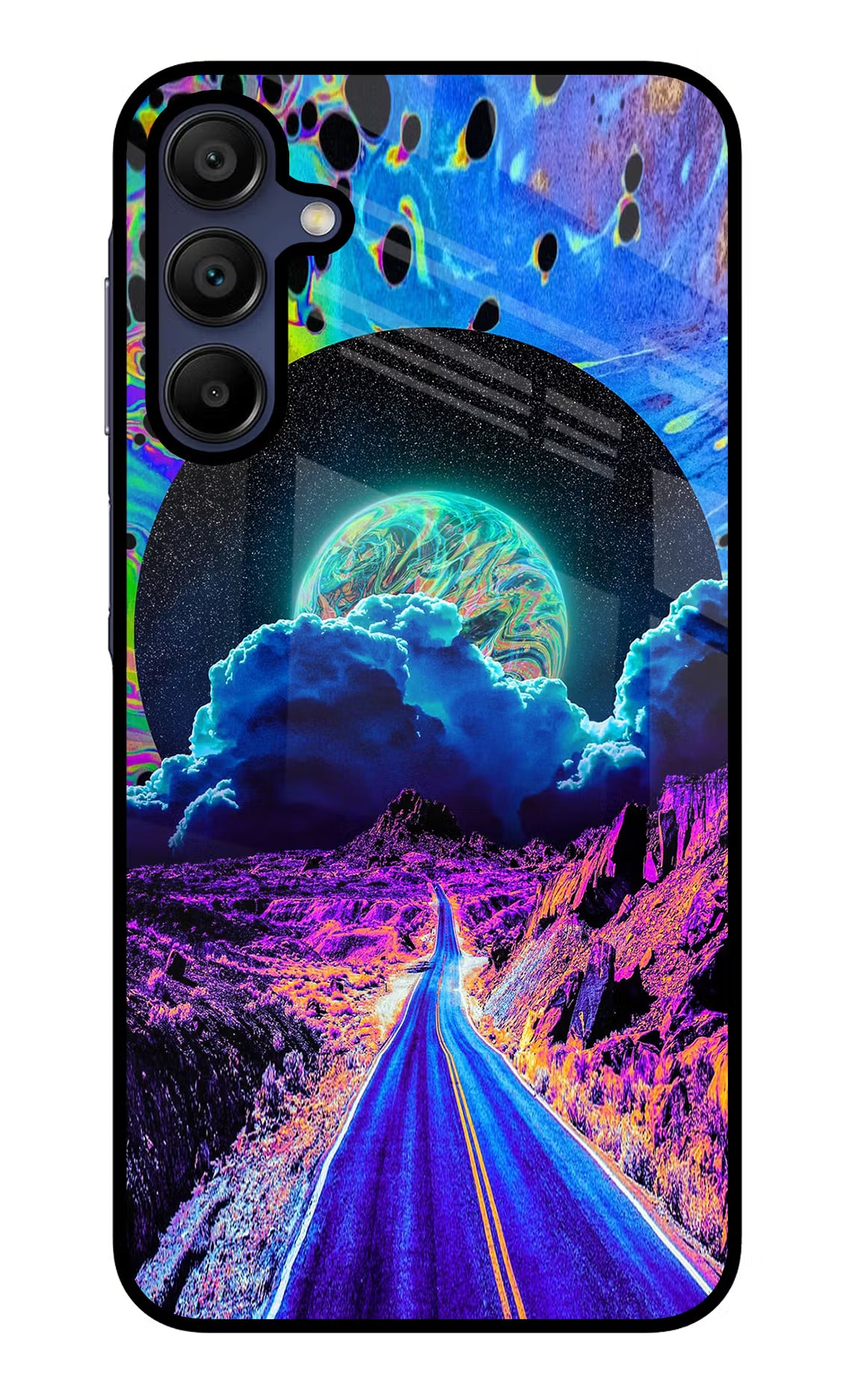 Psychedelic Painting Samsung A15 5G Glass Case Back Cover by Casekaro