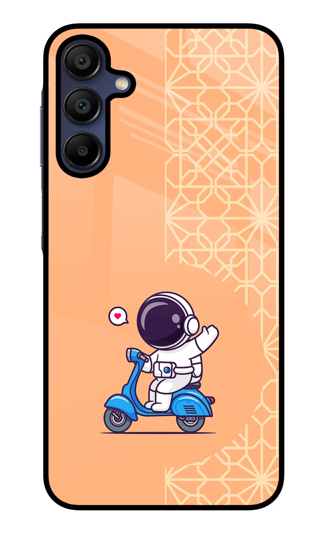 Cute Astronaut Riding Samsung A15 5G Glass Case Back Cover by Casekaro