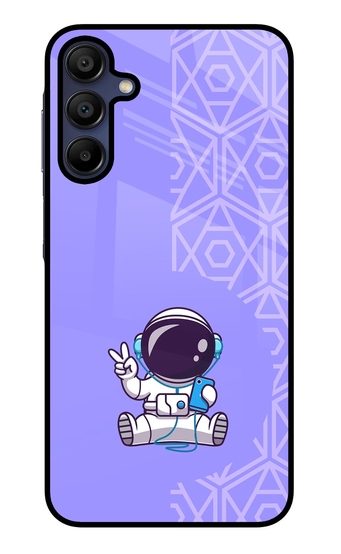 Cute Astronaut Chilling Samsung A15 5G Glass Case Back Cover by Casekaro