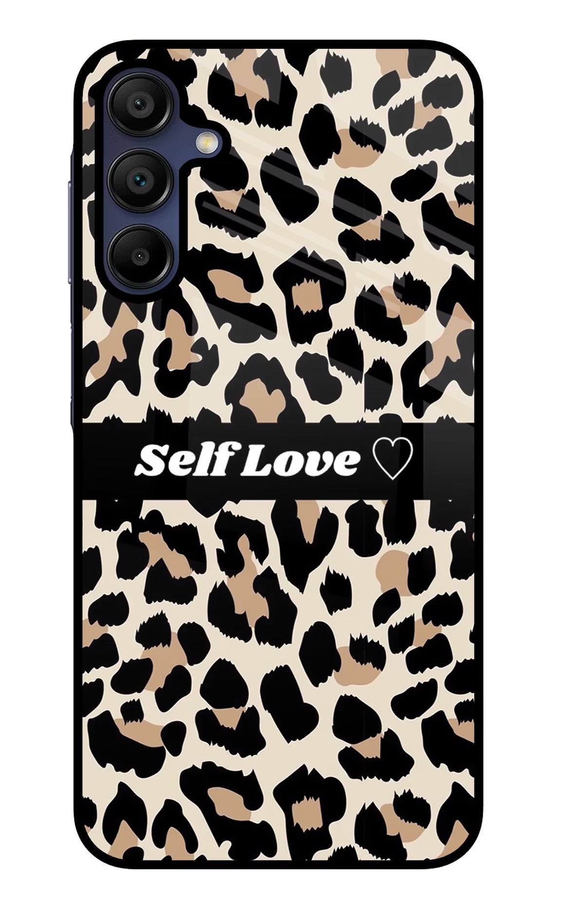 Leopard Print Self Love Samsung A15 5G Glass Case Back Cover by Casekaro