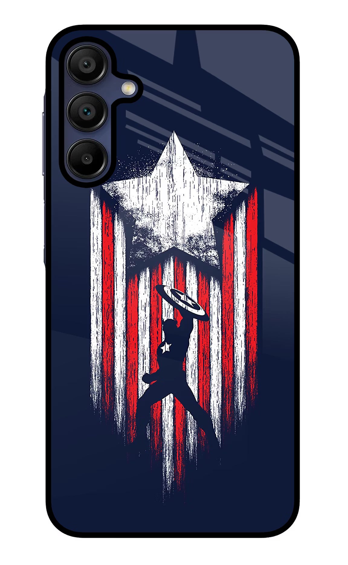 Captain America Marvel Art Samsung A15 5G Glass Case Back Cover by Casekaro